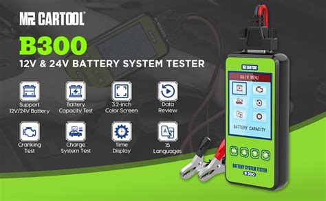 Mr Cartool Batterie Tester Auto B300 Digitale Autobatterietester 12v 24v 100 2000 Cca Kfz