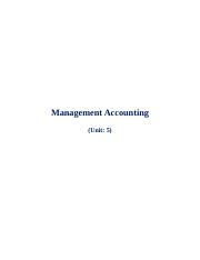 Unit 5 Management Accounting Docx Submission Format The Submission