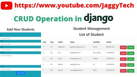 Crud Operations In Django Jaggytech Youtube