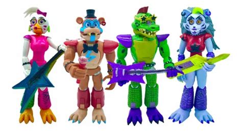 Set 4 Figuras Five Nights At Freddy Glam Rock Monty Roxxane