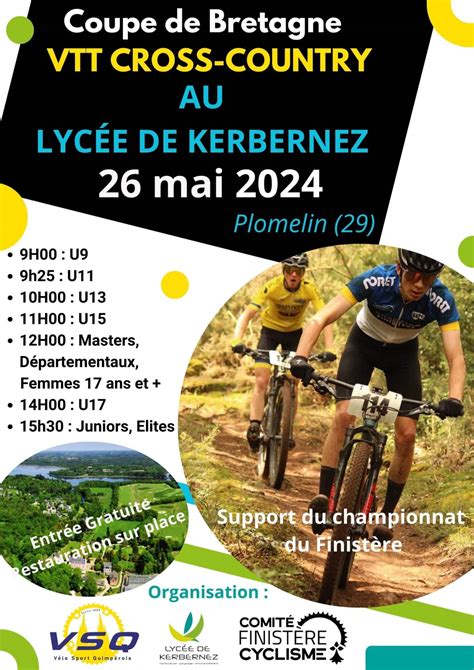 Coupe de Bretagne de VTT Cross country au Lycée de Kerbernez le 26 mai