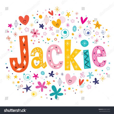 Jackie Girls Name Decorative Lettering Type Design Stock Vector