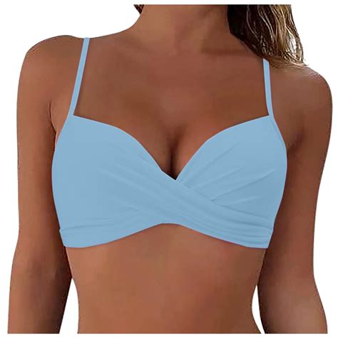 TOWED22 Women S Twist Front Bikini Top V Neck Padded Swimsuit Top