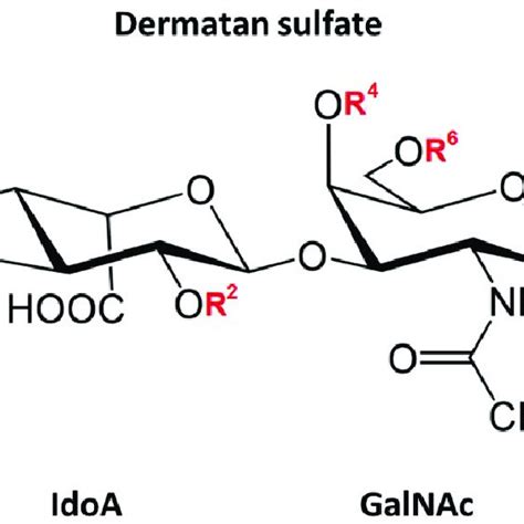 Chemical Structure Of A Disaccharide Unit Of Dermatan Sulfate