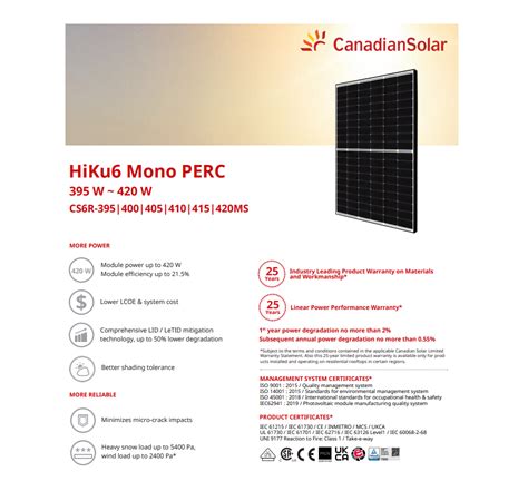 Panou Solar Fotovoltaic Canadian Solar Hiku Mono Perc Cs R Ms