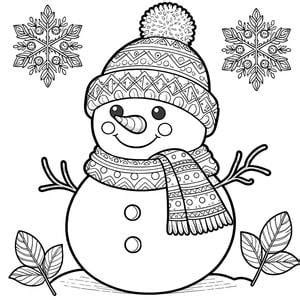 Coloriage de Bonhomme de neige mignon à imprimer PDF gratuit Lilocolors