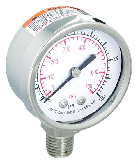 Corrosion Resistant Case 0 To 100 Psi Commercial Pressure Gauge