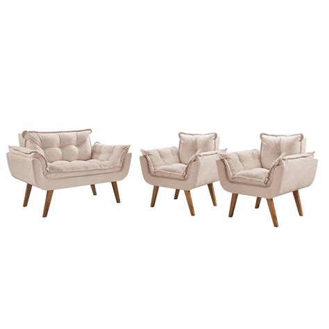 Conjunto Poltronas Decorativas Opalla 1 Namoradeira E 2 Poltronas De 1