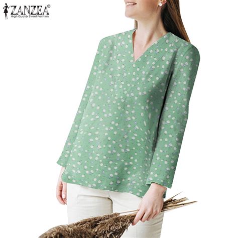 Zanzea Women European Daily Vintage Floral Print Long Sleeve V Neck