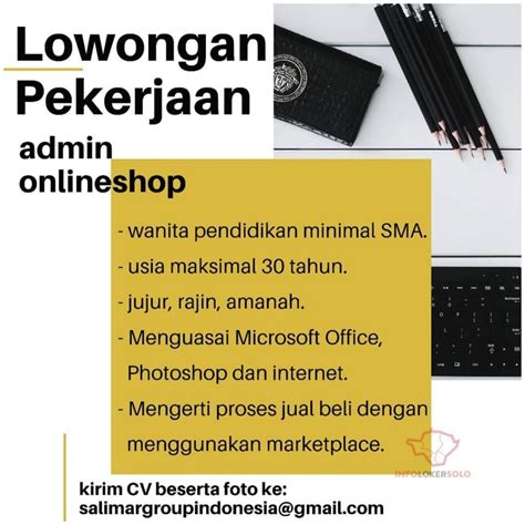 Lowongan Kerja Admin Online Shop Salimar Group Solo Info Loker Solo