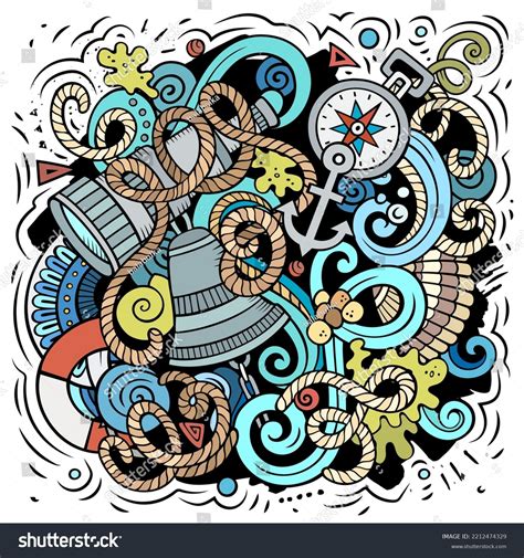 Nautical Cartoon Vector Illustration Colorful Detailed Stock Vector