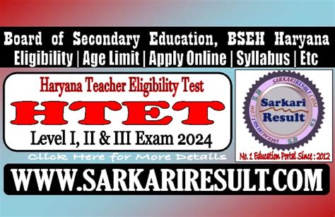 Haryana Teacher Eligibility Test Htet Online Form