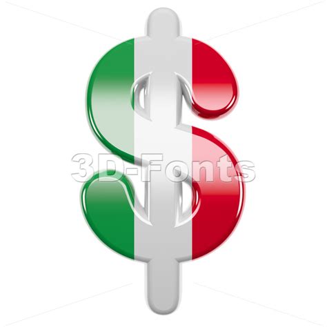 Italian flag dollar currency sign | 3d symbol on white background