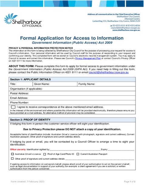 Fillable Online Formal Application For Access To Information Fax Email