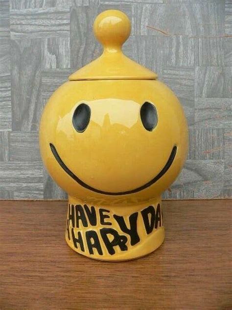 Vintage Mccoy Pottery Smiley Face Cookie Jar~have A Happy Day 2106373518