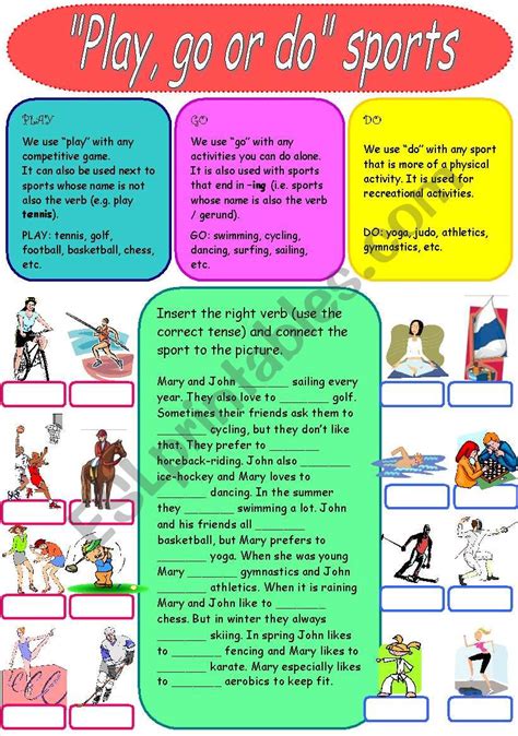 Play Go Or Do Sports Esl Worksheet By Maayyaa