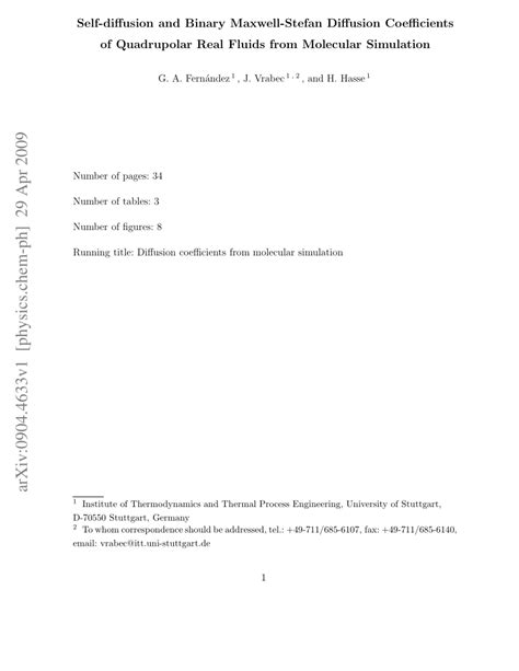 Pdf Self Diffusion And Binary Maxwellstefan Diffusion Coefficients