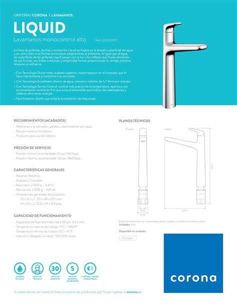 Ficha técnica Grifería by Madecentro Colombia Issuu