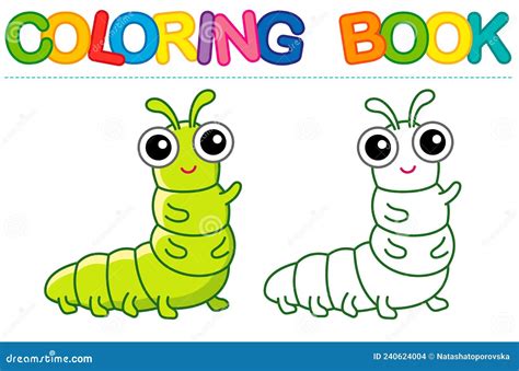 Vector Coloring Insect For Children Coloring Book Funny Caterpillar In