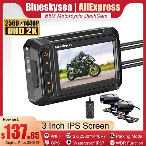 Blueskysea B M Wifi Motorcycle Dash Cam Recorder Dual Uhd K Dvr Camera