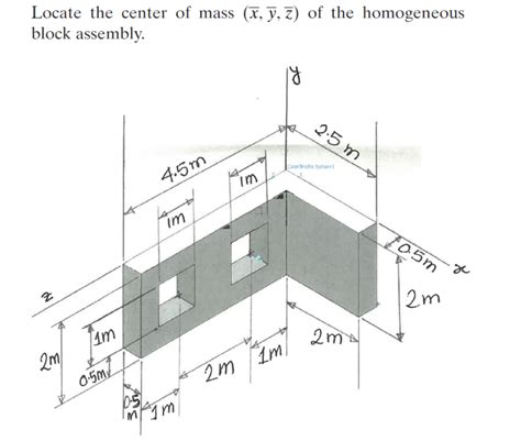 Solved Locate The Center Of Mass X Y Z Of The Chegg