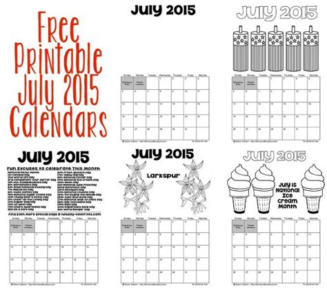 Happy July Printable Calendar Small Pond Graphics Free Printable