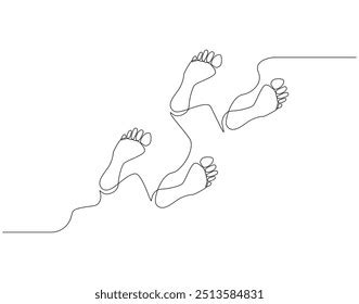 Continuous Line Drawing Human Footprint Single Stock Vector Royalty