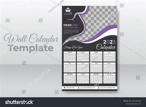 Monthly Wall Calendar Design Template 2023 Stock Vector (Royalty Free) 2203765663 | Shutterstock