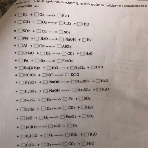 Realiza El Ajuste De Las Siguientes Ecuaciones Qu Micas Y Escribe Los
