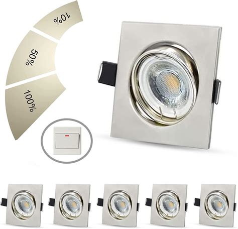 Allesgute Lot De 6 Spots Led Encastrables à Intensité Variable 230 V