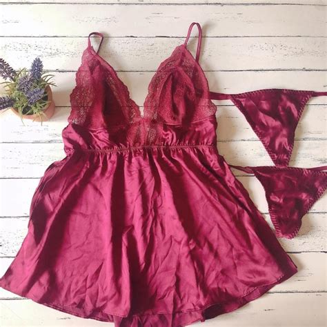 Victoria S Secret Lingerie Set Checkered And Wine Red Women S Fashion Dresses Sets