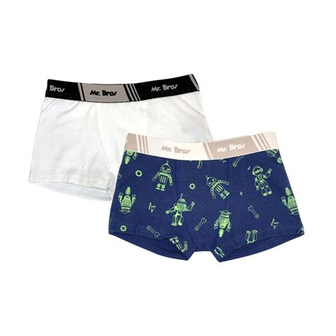 Kit 2 Cuecas Boxer Infantil em Cotton Elástico Externo