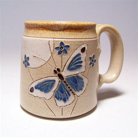 Blue Butterfly Pottery Coffee Mug Limited Series By Jimandgina 2200