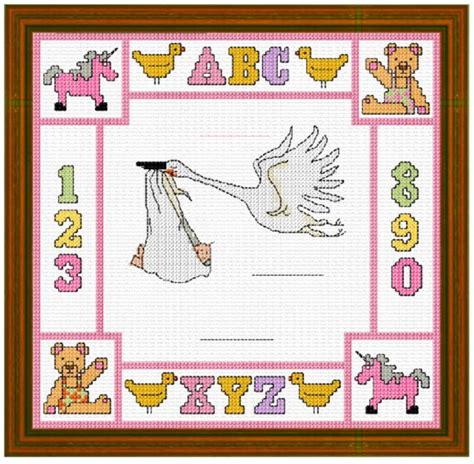 Birth Sampler Girl Cross Stitch Chart By Lairdjimscrossstitch