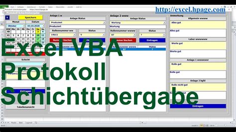 Protokoll Schichtübergabe in Excel VBA YouTube