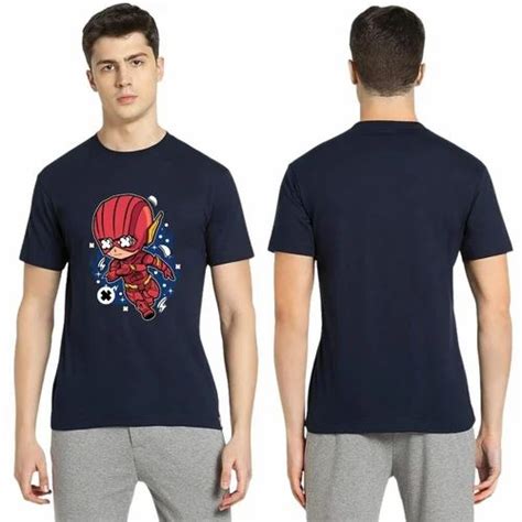 Printed De Mens Blue Round Neck Cotton T Shirts At Rs 299 In Mumbai