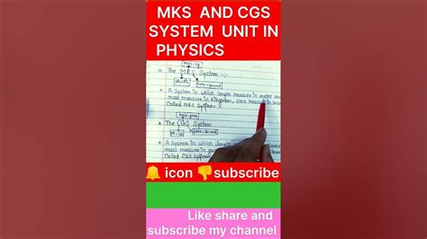 Mks And Cgs Unit In Physics Youtube