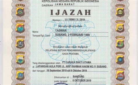 Contoh Sertifikat Satpam Gada Pratama Contoh Ijazah Satpam Asli Resepkuini