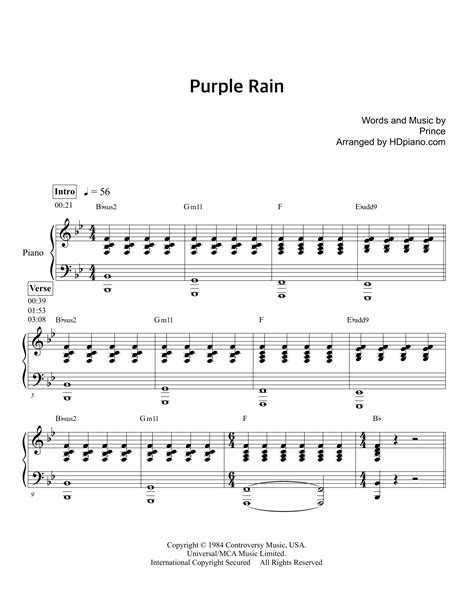 Purple Rain Sheet Music Direct