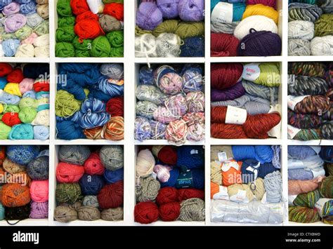 Balls Of Wool In A Wool Shop Stock Photo Alamy