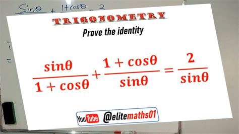 Proving A Trigonometric Identity Youtube