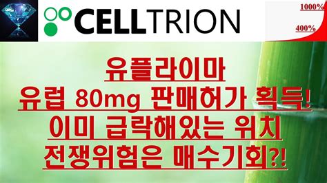 주식투자 셀트리온유플라이마 유럽 80mg 판매허가 획득이미 급락해있는 위치전쟁위험은 매수기회 Youtube