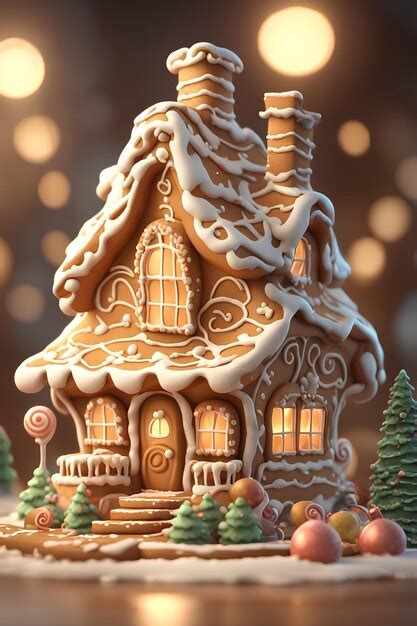 Premium Ai Image Beautiful Gingerbread House Closeup Place For Text