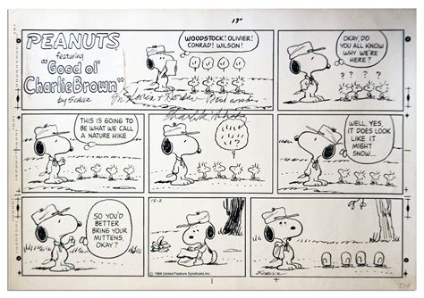 Lot Detail Charles Schulz Hand Drawn Peanuts Sunday Comic Strip