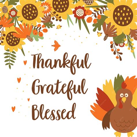 Premium Vector Thankful Grateful Blessed Happy Thanksgiving Day Card