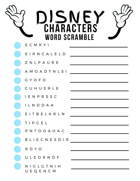 Printable word scramble games