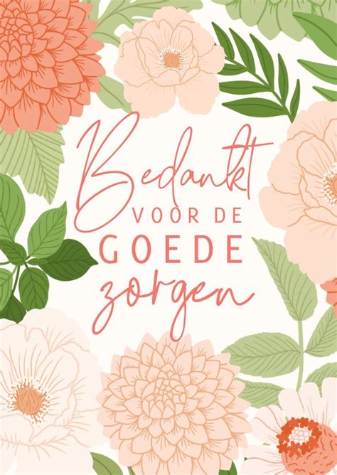 Bedankkaart Goede Zorgen Met Bloemen Kaartje2go