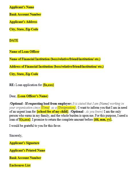 16 Free Loan Application Letter Samples Writing Guide Template