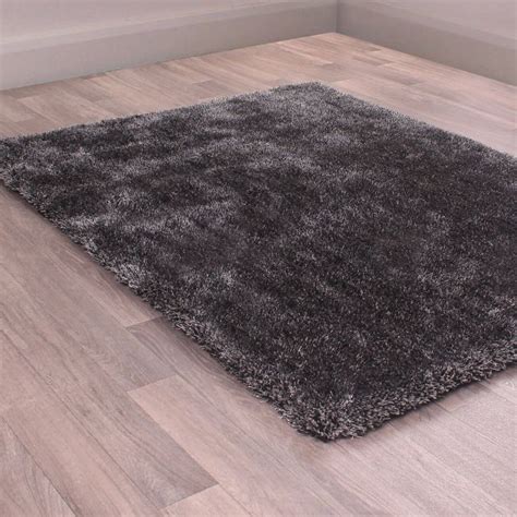 HMC Indigo Black Plain Shaggy Rug Ashanti Rugs