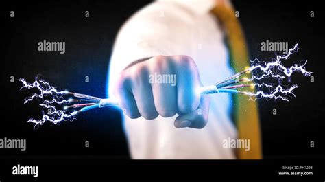 Business Person Holding Electrical Powered Wires Stock Photo Alamy